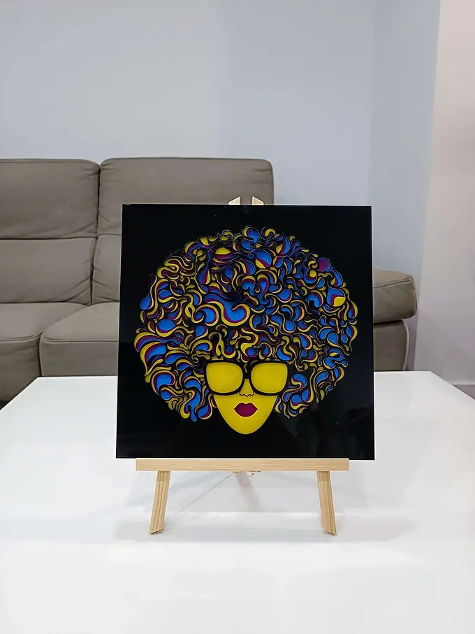 Loví Personalizaciones - Decoración Pared Cuadro Multicapa Chica Afro