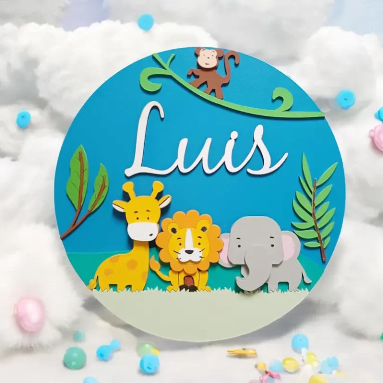 Loví Personalizaciones - Placa Infantil Safari Personalizada Pintada a Mano