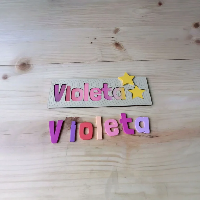 Loví Personalizaciones - Puzzle Personalizado de Madera – Nombre Infantil Pintado a Mano